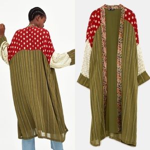 Zara TRF metallic patchwork kimono duster